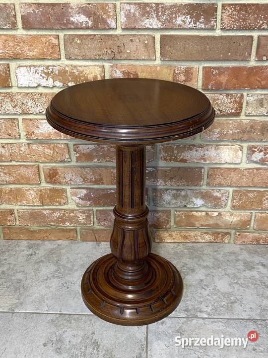 Stolik orzechowy kwietnik podstawa lite drewno Stołki i taborety Gniezno