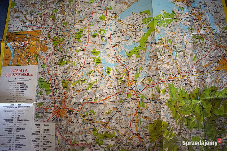 Ziemia Cieszyńska Mapa turystyczna z roku 1984 Chełmno sprzedam