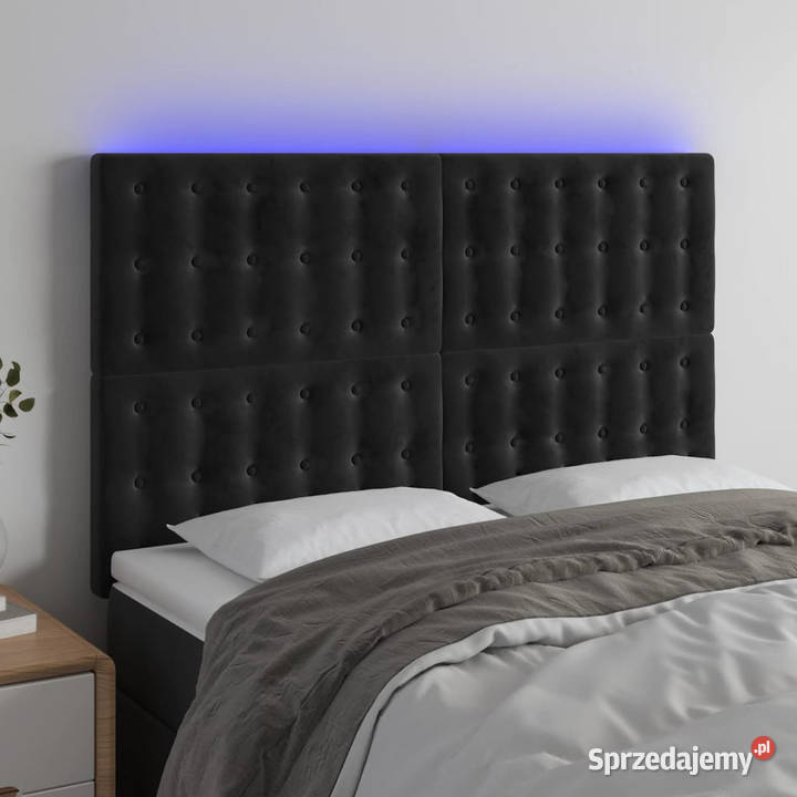Zagłówek do łóżka z LED czarny 144x5x118128 Ramy i stelaże Warszawa
