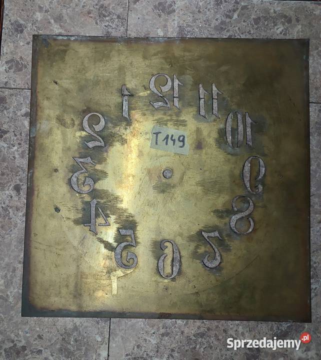 T149 Tarcza starego zegara podłogowego mosiądz Tczew sprzedam