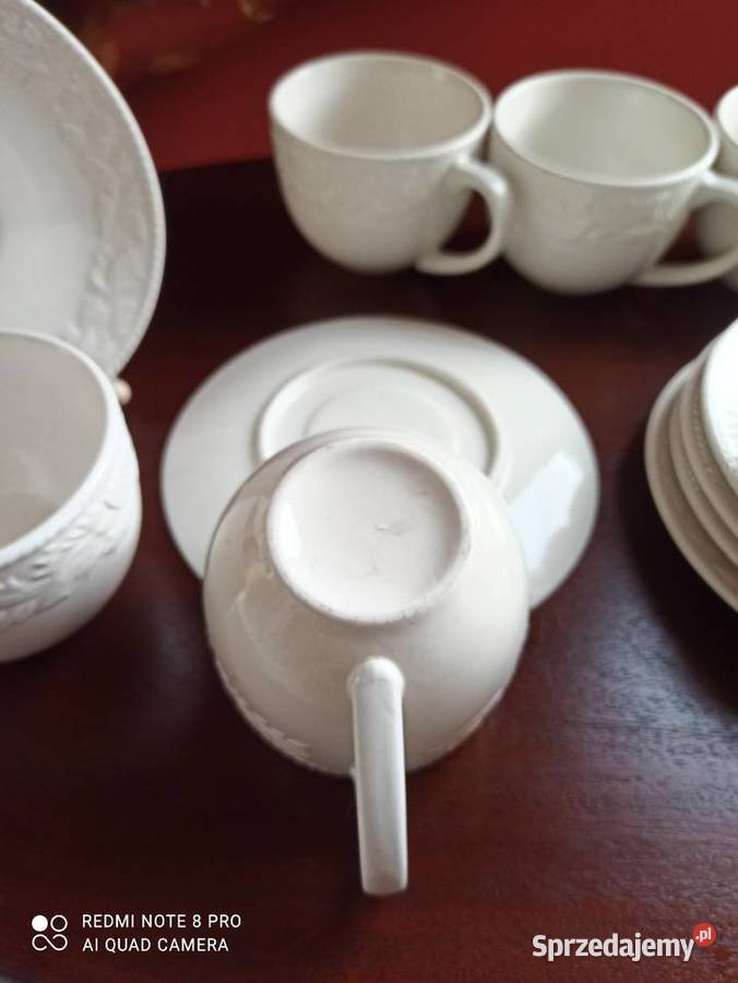 Duża Filiżanka z grubej białej porcelany Z Gdańsk