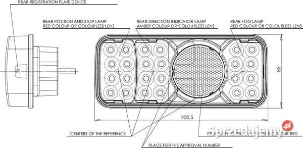 Lampa tylna zespolona LED lewa prostokątna 1224V Oświetlenie Kamionna