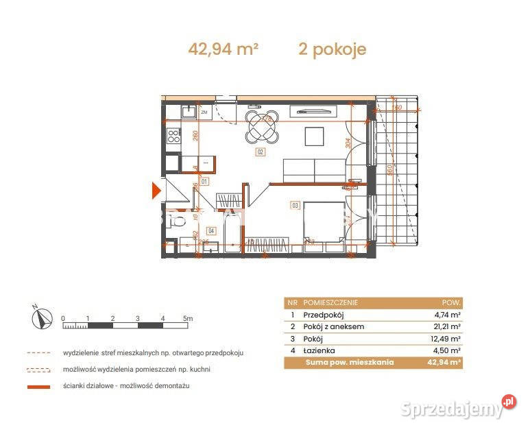 Mieszkanie 4294 metry 2 pokoje Katowice Ceglana Liczba pokoi 2 sprzedam