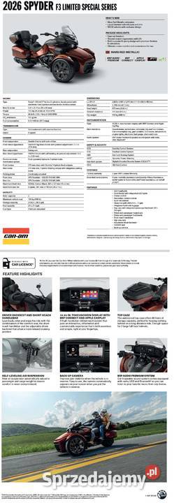 CanAm Spyder F3 LTD Special Series 1330 ACE SE6 Nowy Sącz sprzedam