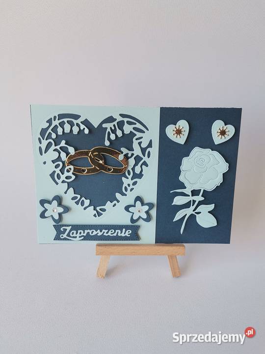 ZAPROSZENIA ŚLUB OBRĄCZKI W SERCU KORONKA B6 Poznań