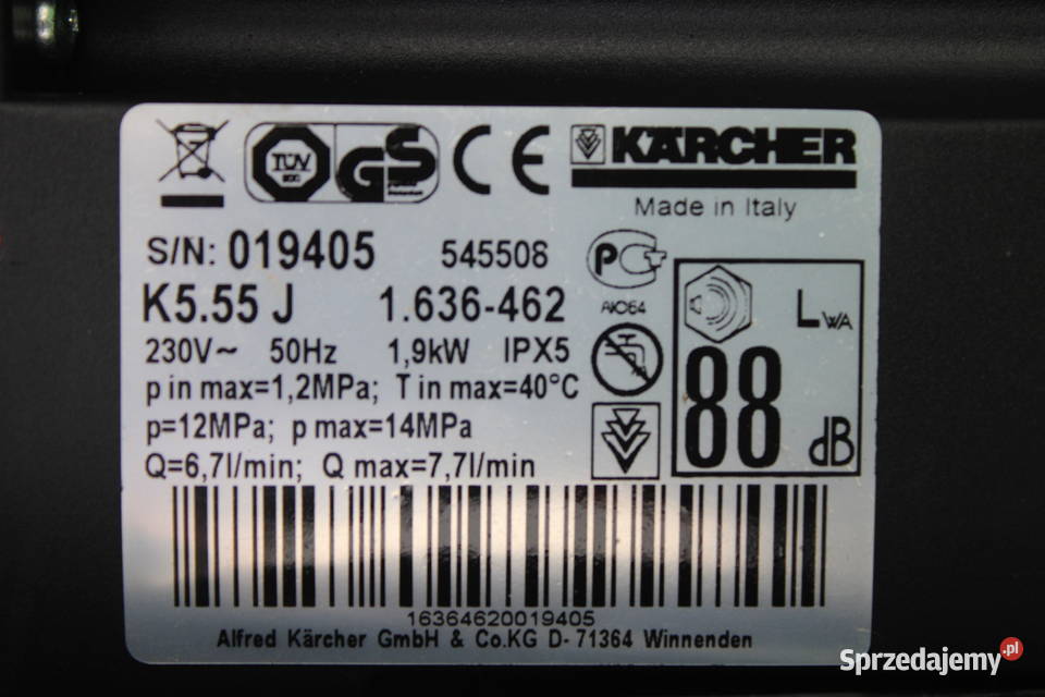 Myjka Karcher K 555 Jubilee Aluminiowa Pompa Myjki ciśnieniowe mazowieckie Radom