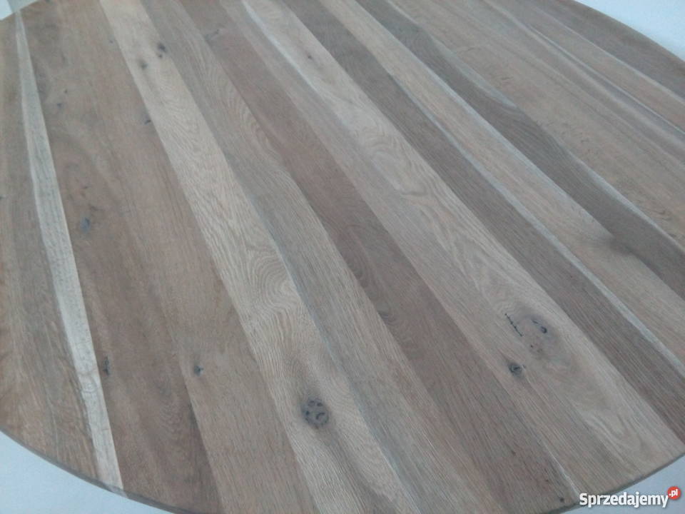 Nowoczesny okrągły stół drewniany na metalowej Opole