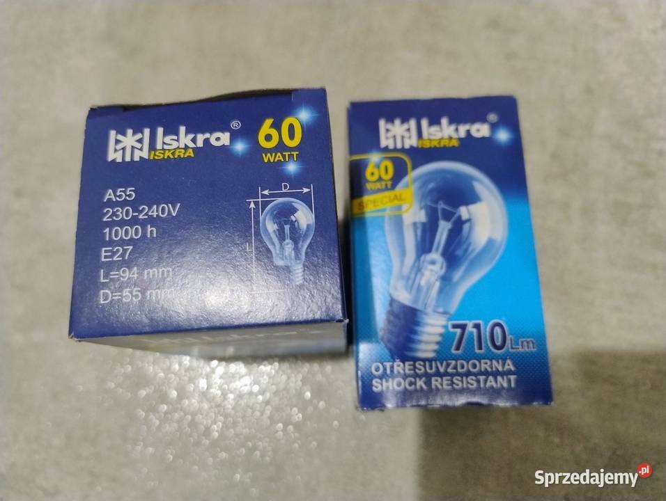 Żarówki tradycyjne E27 60W WSTRZĄSOODPORNE małopolskie Kraków sprzedam