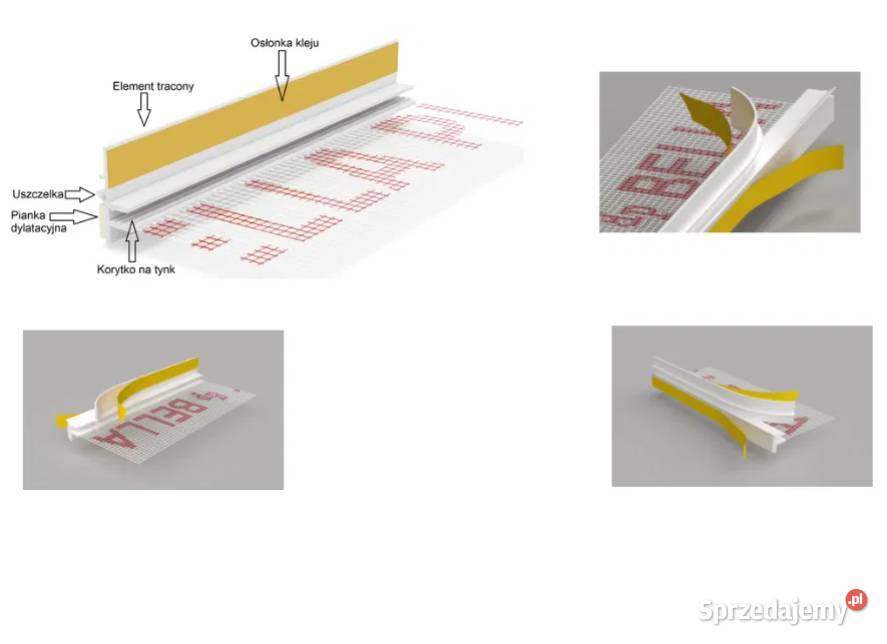 Listwa przyokienna z siatką 25m APU Szary jasny Materiały budowlane Myślenice
