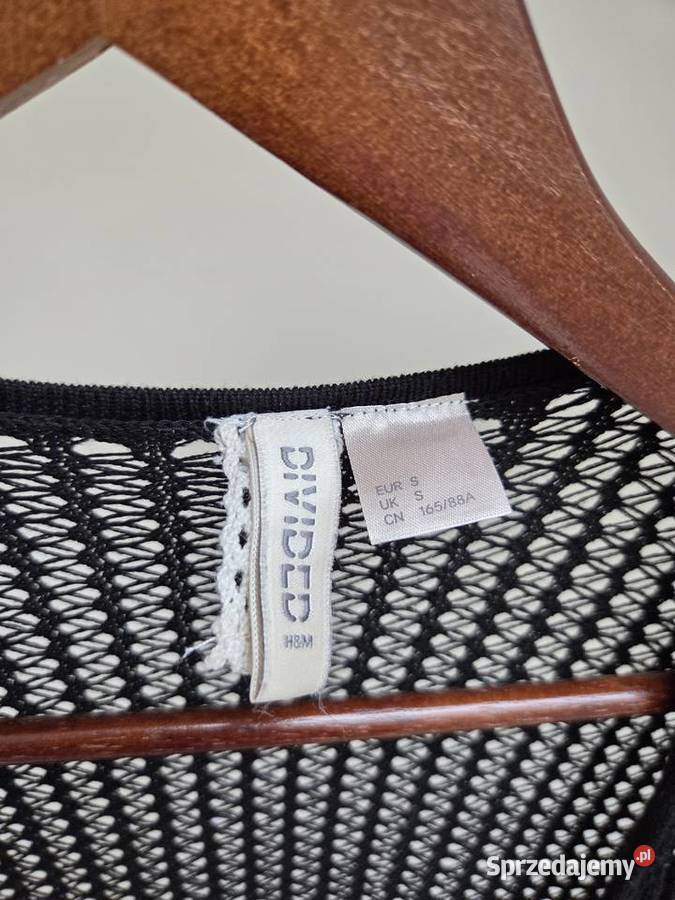 Czarny długi ażurowy kardigan sweter Liszki sprzedam