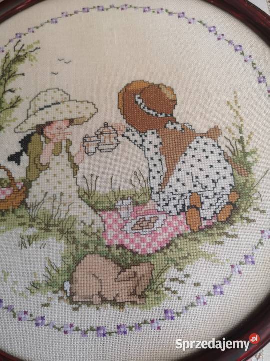 Haft obrazek szkłem Sniadanko na trawce Gdańsk sprzedam