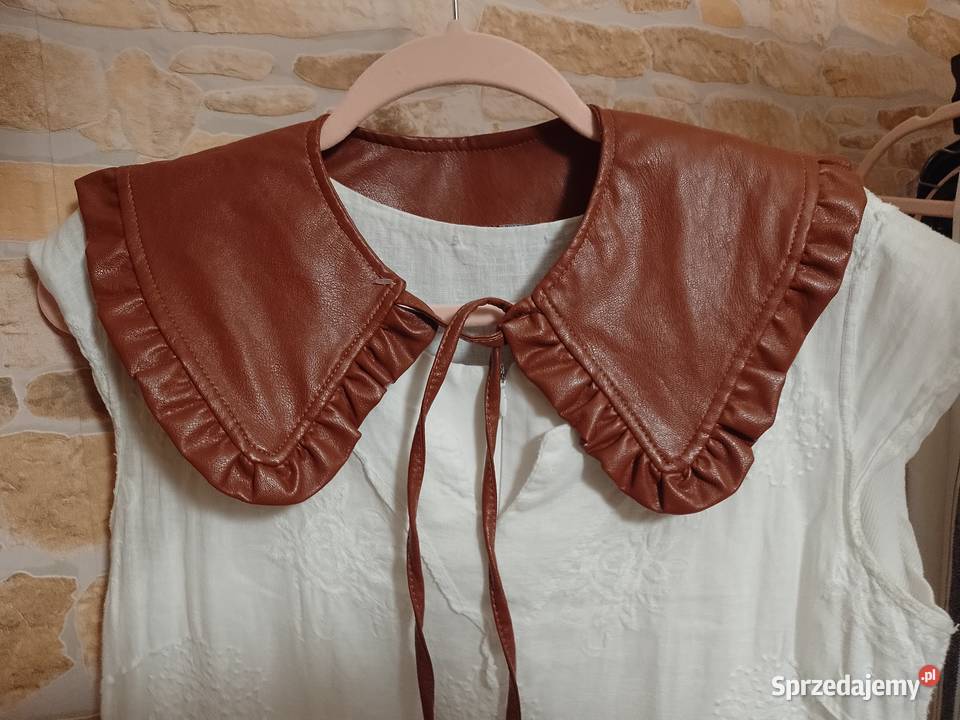 Skórzany brązowy kołnierz do płaszcza z Londynu Kraków