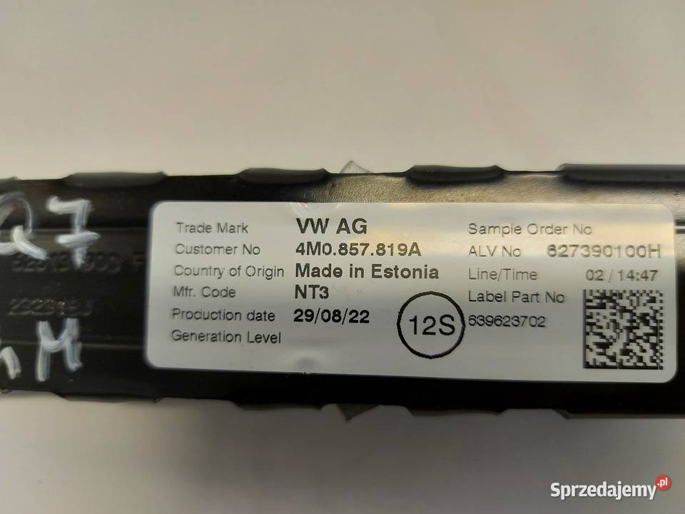 Audi Q7 II LIFT 4M0 Regulacja wysokości pasa