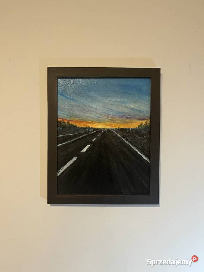 Na horyzoncie olej na płycie malarskiej 24x30 Świebodzin