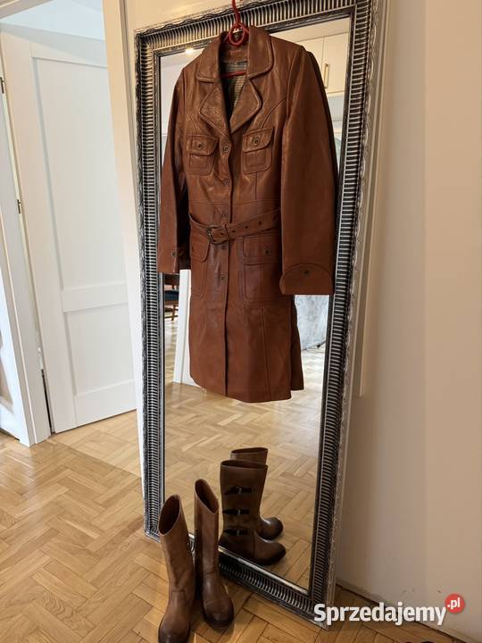 Płaszcz skóra naturalna XS camel brąz vintage z śląskie Częstochowa sprzedam