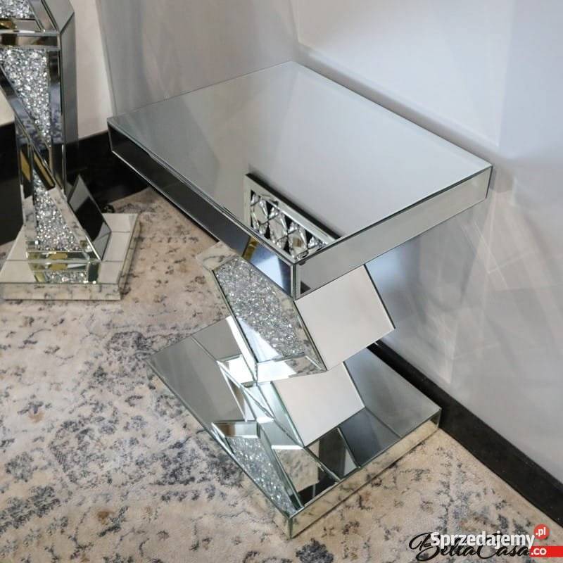 Stolik Glamour Kawowy Szklany Lustrzany 45cm