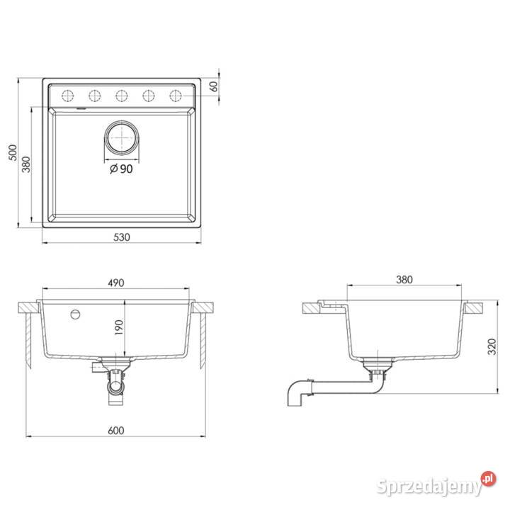 vidaXL Zlew kuchenny z otworem przelewowym szary Warszawa