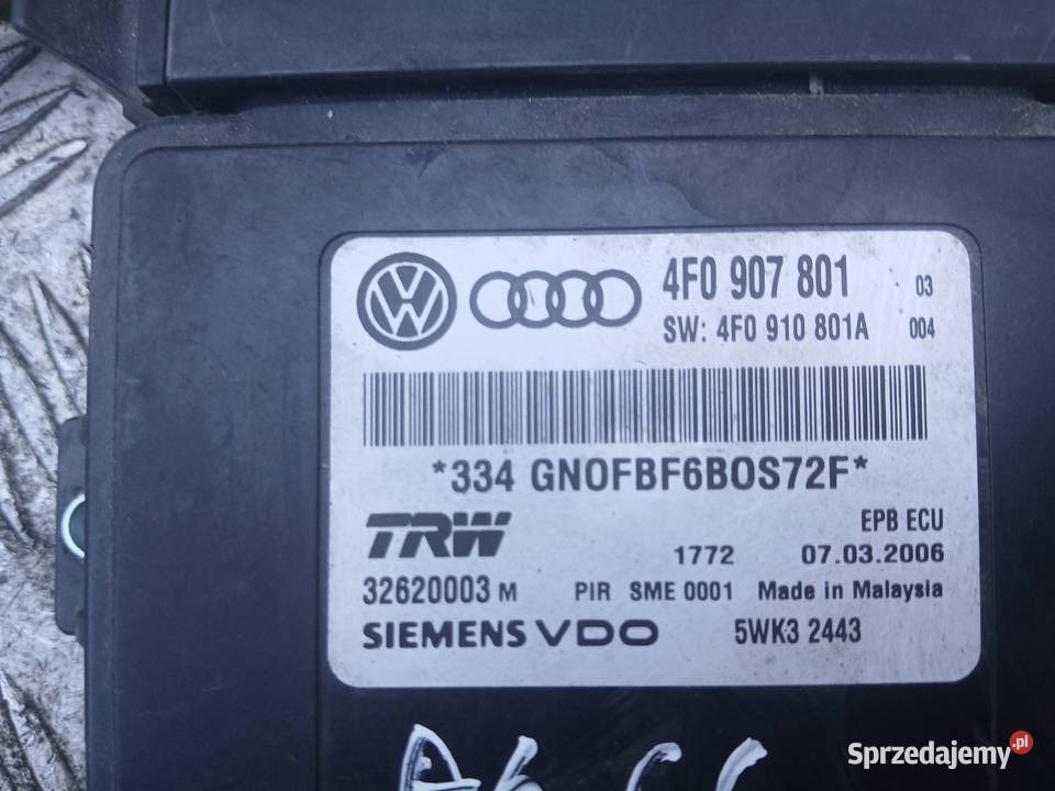 Moduł hamulca ręcznego elektrycznego Audi A6 C6 Rok produkcji 2007 Pozostałe Radłów