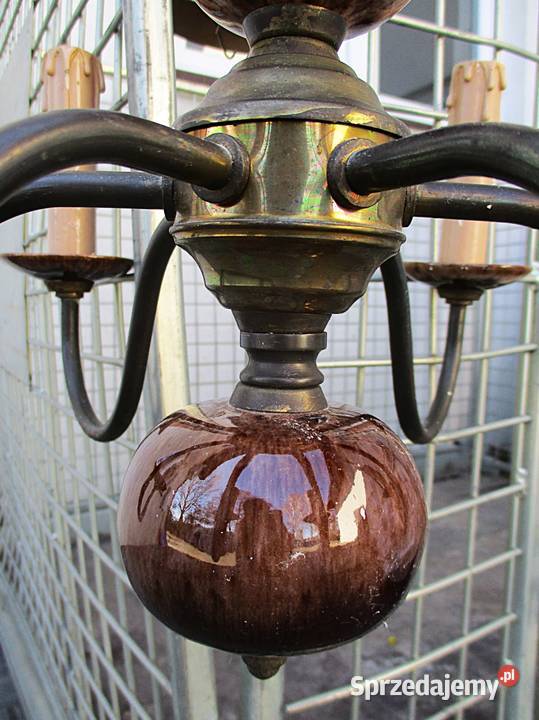 Żyrandol 6ramienny Ceramika Mirostowice PRL Pozostałe Nieporęt