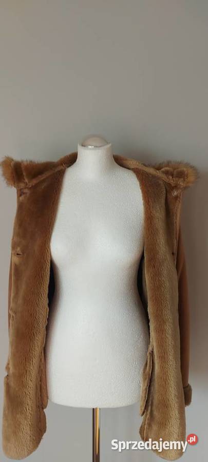 Beżowy kożuszek sztuczne futro xxl Odzież damska śląskie sprzedam