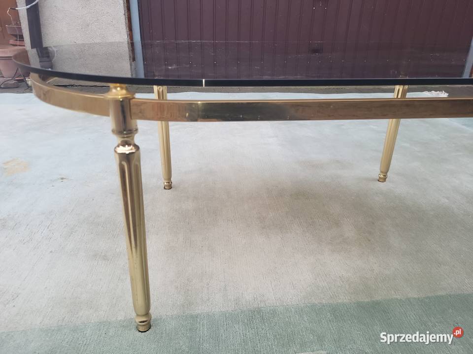 Ława mosiężna z szybą stolik kawowy Sypniewo