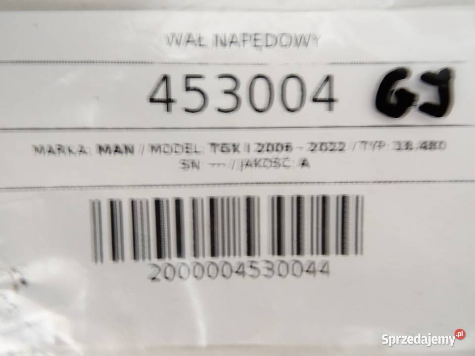 WAŁ NAPĘDOWY MAN TGX I Van minibus 18 480