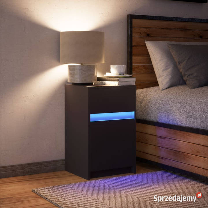 Szafka nocna z LED czarna materiał Warszawa