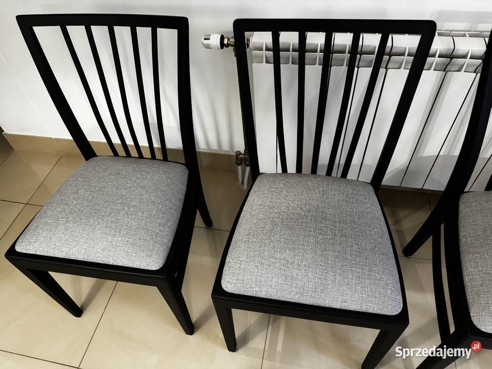 Krzesła 4 art deco stylowe renowacji czarne Sulbiny