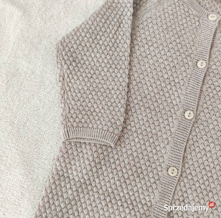 Kombinezon 68 beżowy sweterkowy bawełna dzianina Szczecin