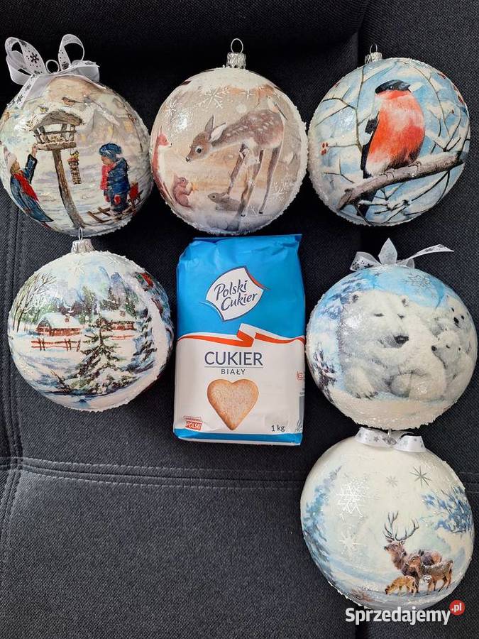 Bombki ręcznie robione na choinke i prezent biały Goźlice