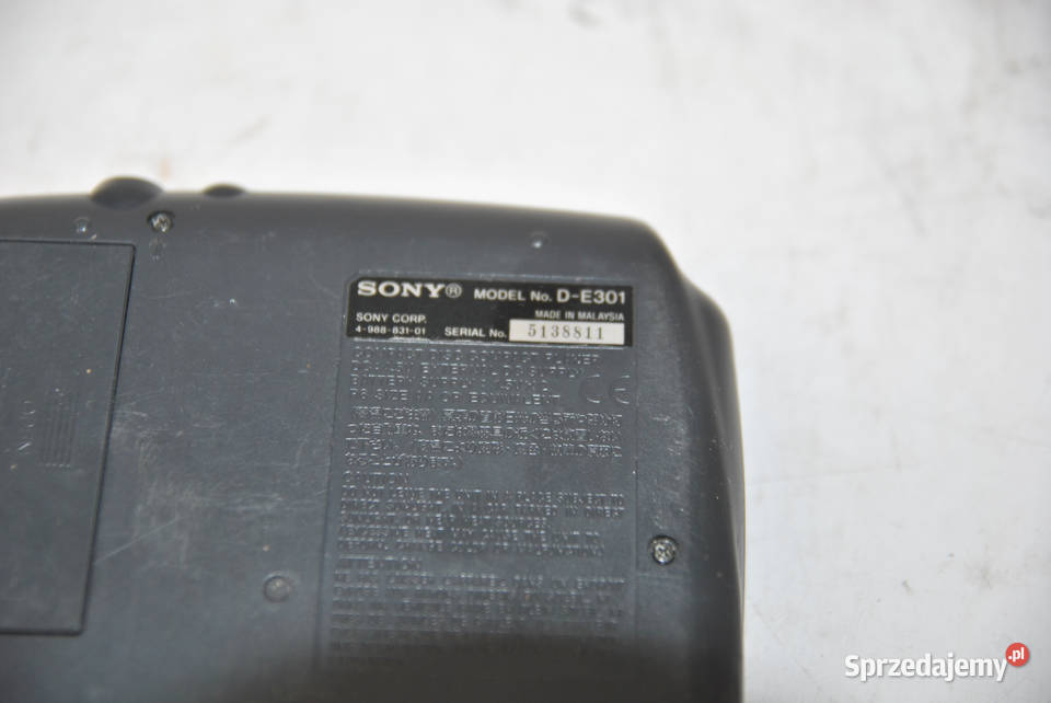Kultowy Sony Discman DE301 Mega Bass ESP Vintage Wieliczka