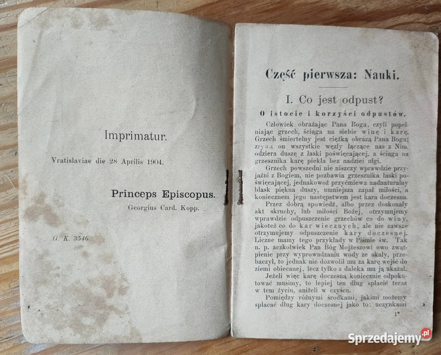 Książeczka jubileuszowa o odpustach Stephan 1904 Sosnowiec