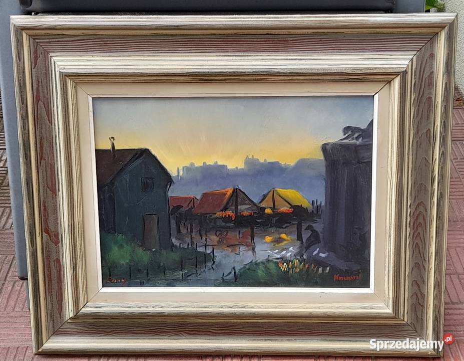 Widok na Paryż obraz olejny deska sygnowany Iłża