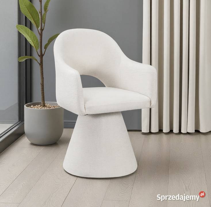 Obrotowe krzesło tapicerowane Solea kremowe Krzesła Tarchały Małe sprzedam