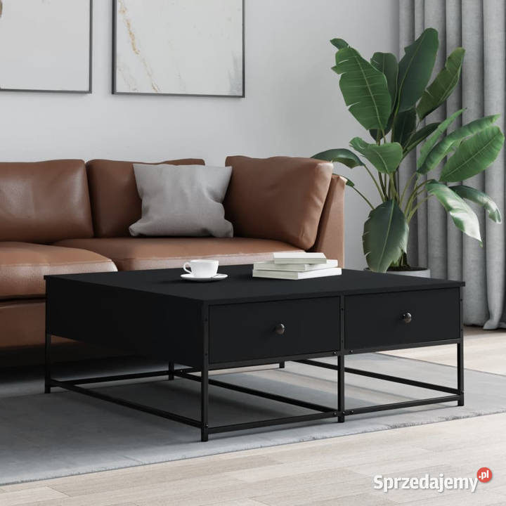 Stolik kawowy czarny 100x99x40 materiał Warszawa