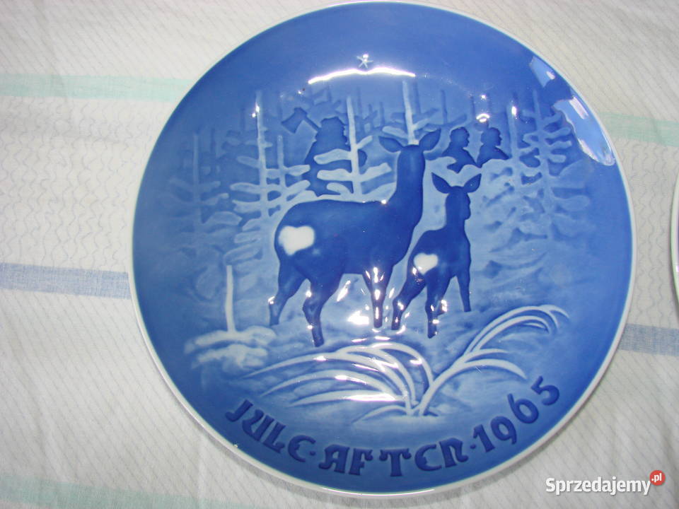 BG kobaltowe talerze świąteczne 1965 Pruszcz Gdański