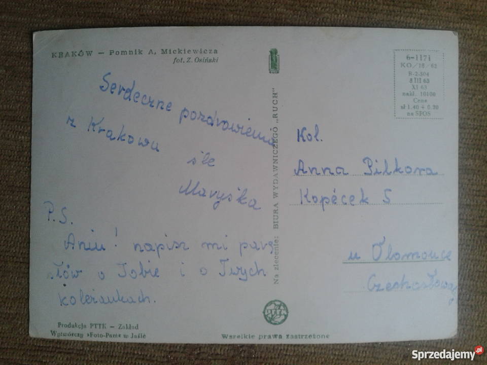 POMNIK ADAMA MICKIEWICZA W KRAKOWIE NA RYNKU lubelskie Piszczac