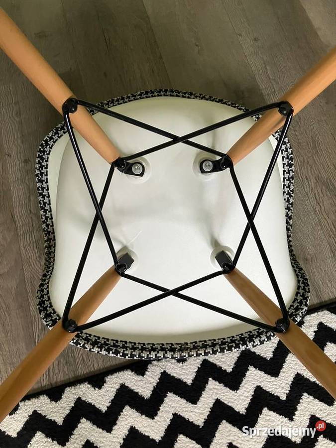 Designerski fotel wzory krzesło materiał czarny