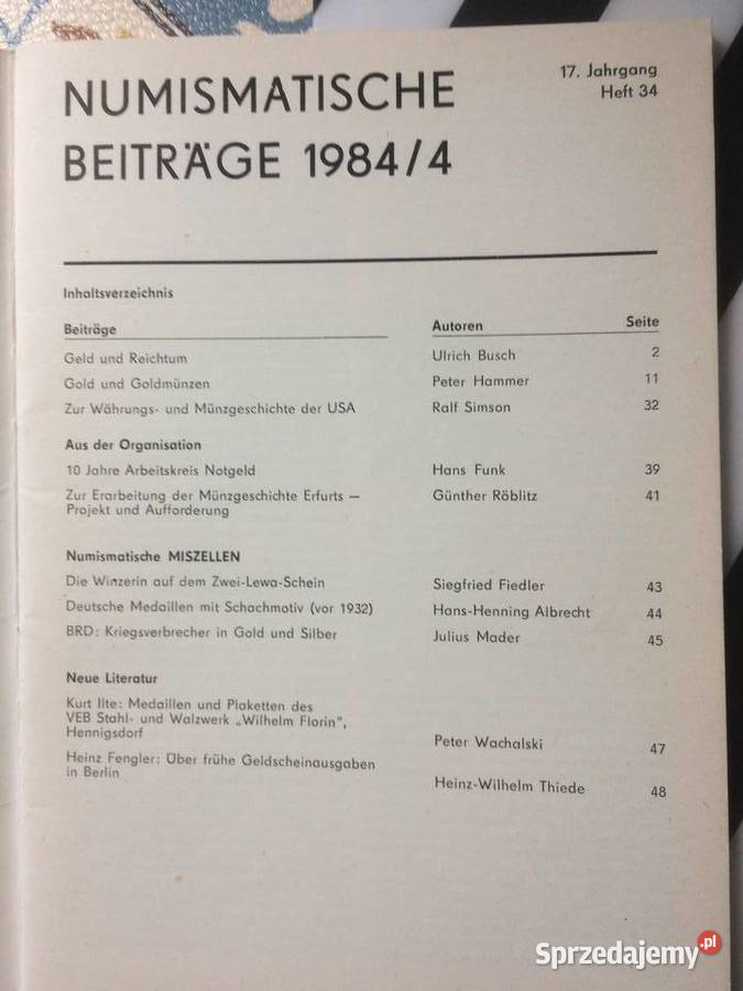 3767 Numismatische Beitrge 19844 Szczecin