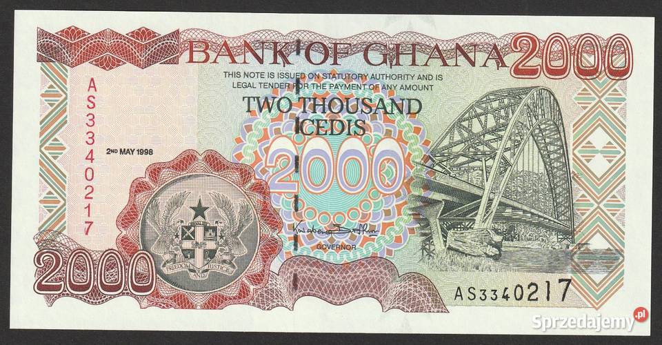 GHANA 2000 CEDIS 1998 STAN UNC Łódź