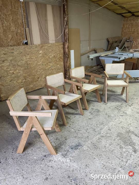 Krzesło dębowe - rattanowe