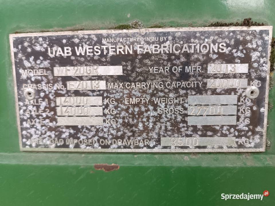 Przyczepa przeładowcza Western 20GR Suwałki sprzedam