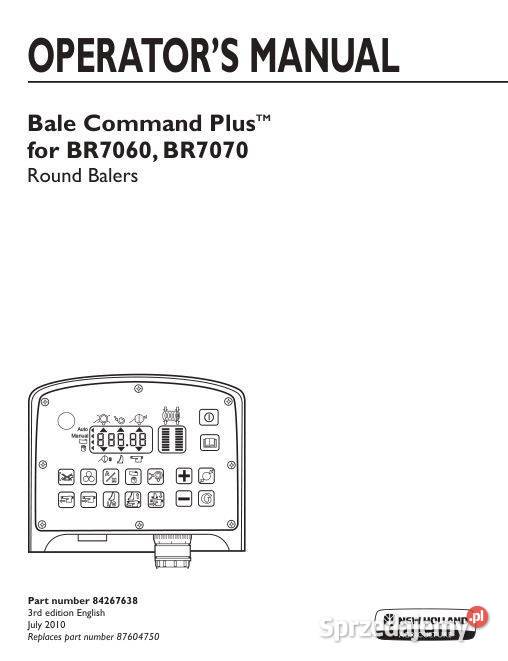 NH BR7060 BR7070 Bale Command Plus instrukcja motoryzacja, transport Kielce