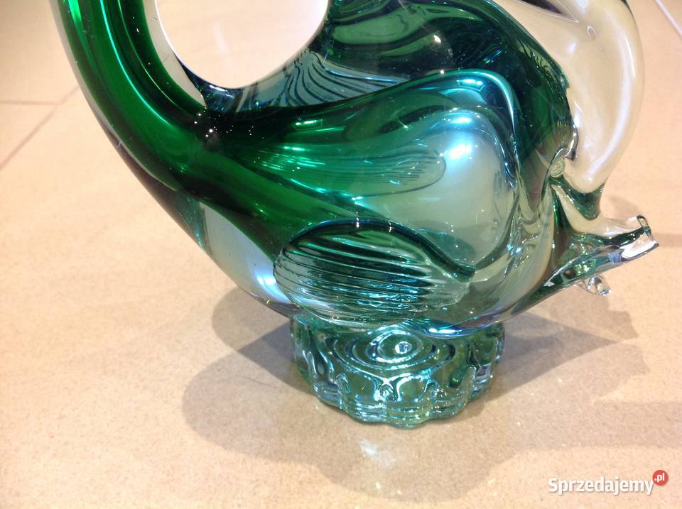Stara Szklana Ryba Zielone Szkło Dekoracja lubuskie Nowa Sól