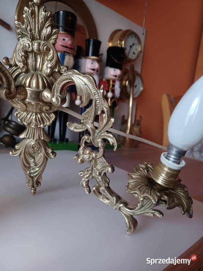 Piękny mosiężny kinkiet z wyłącznikiem Poznań sprzedam