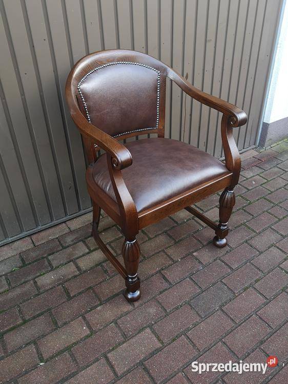 Stary Fotel Krzesło Dębowy Gabinetowy Antyk Meble Swarzędz
