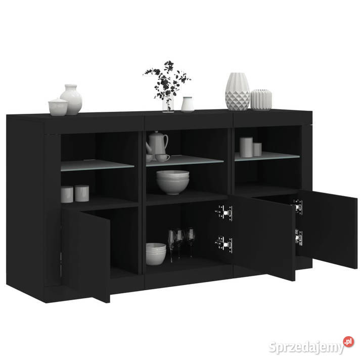 Szafka z oświetleniem LED czarna 123x37x67 Warszawa