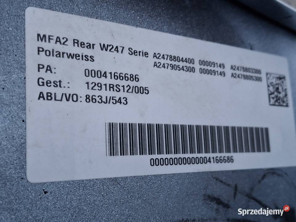 MERCEDES BKLASA W247 ZDERZAK TYŁ TYLNY DOKŁADKA lubuskie Bieleń