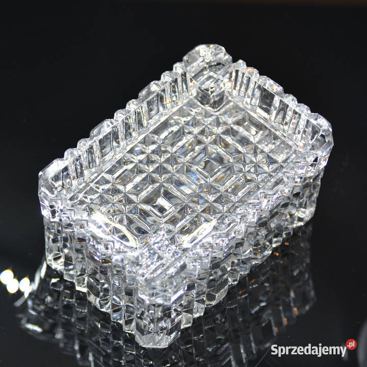 Kryształowa popielnica z papierośnicą Huta Szkła przezroczysty Warszawa