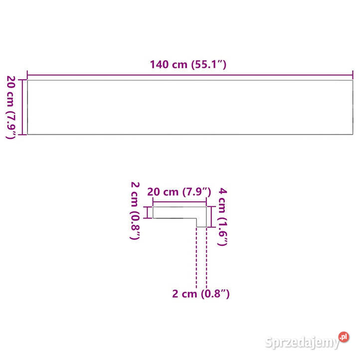 Parapety 2 ciemnobrązowy 140x20x2 lite drewno Warszawa